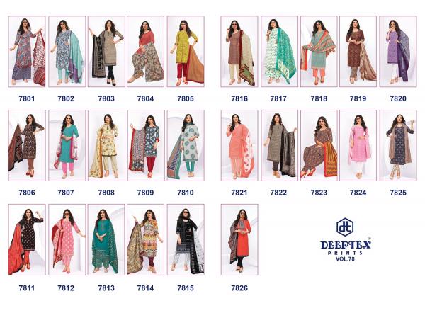 Deeptex Miss India Vol-78cotton Designer Dress Material